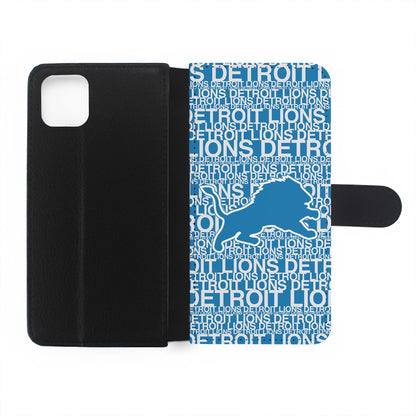 Detroit Lions Pattern Flip Wallet Phone Case