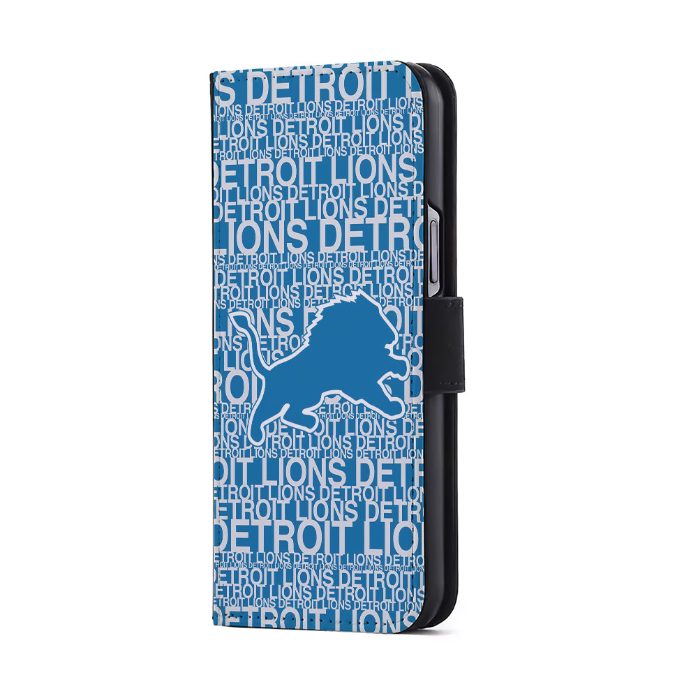 Detroit Lions Pattern Flip Wallet Phone Case