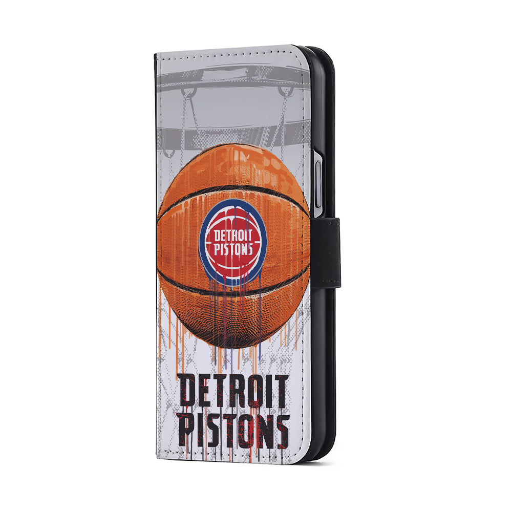 Detroit Pistons Ball Flip Wallet Phone Case