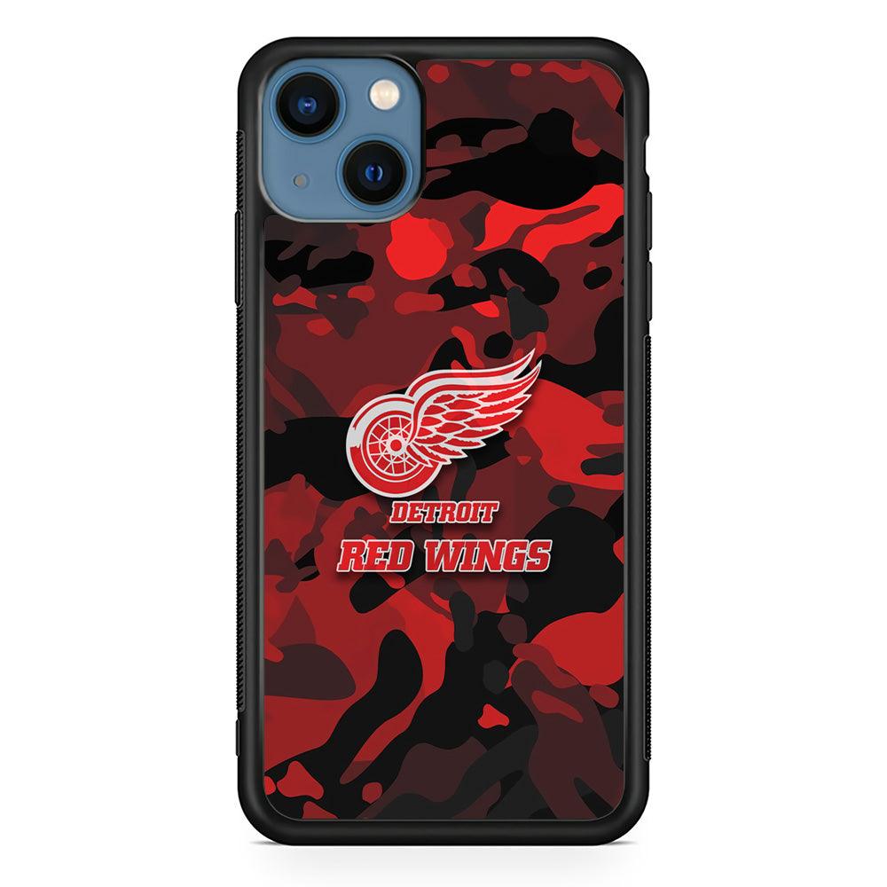 Detroit Red Wings Brave in Hand iPhone 15 Case-Rubber Black (2D Case)-Oxvistore