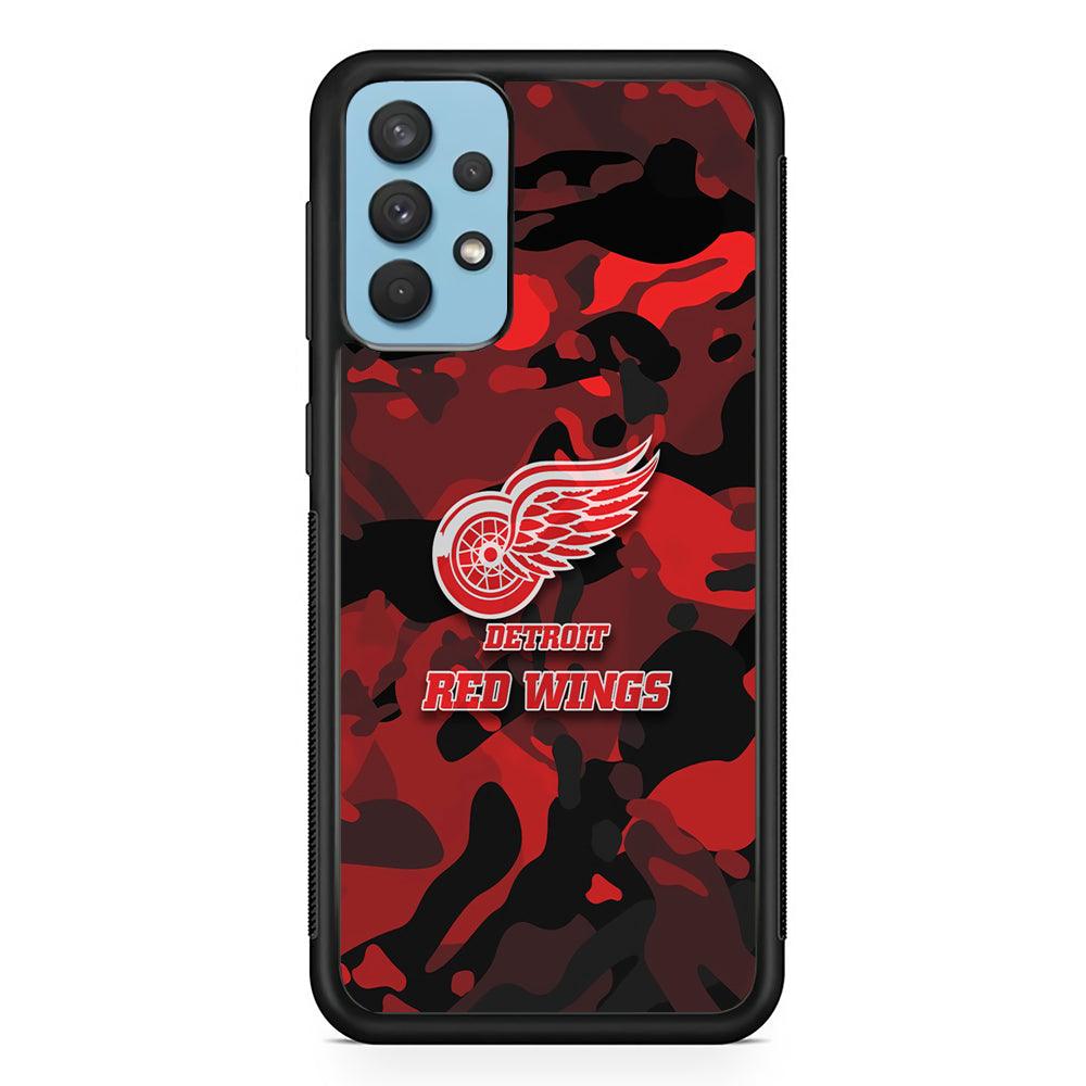Detroit Red Wings Brave in Hand Samsung Galaxy A32 Case-Rubber Black (2D Case)-Oxvistore