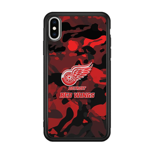Detroit Red Wings Brave in Hand iPhone XS Case-Rubber Black (2D Case)-Oxvistore