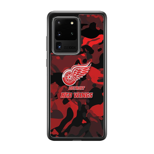Detroit Red Wings Brave in Hand Samsung Galaxy S20 Ultra Case-Rubber Black (2D Case)-Oxvistore