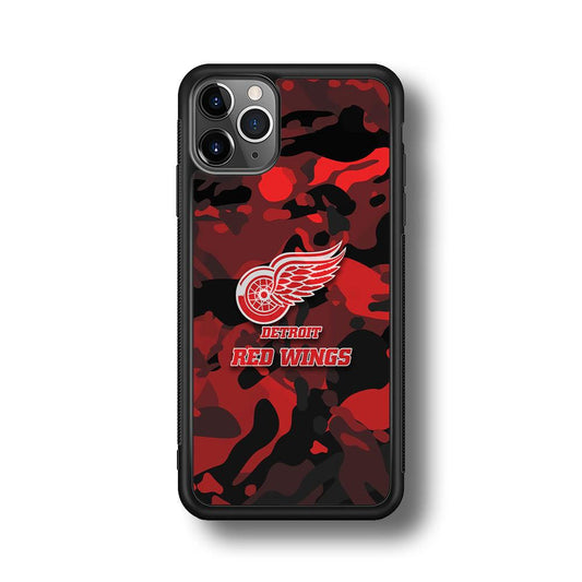 Detroit Red Wings Brave in Hand iPhone 11 Pro Max Case-Rubber Black (2D Case)-Oxvistore