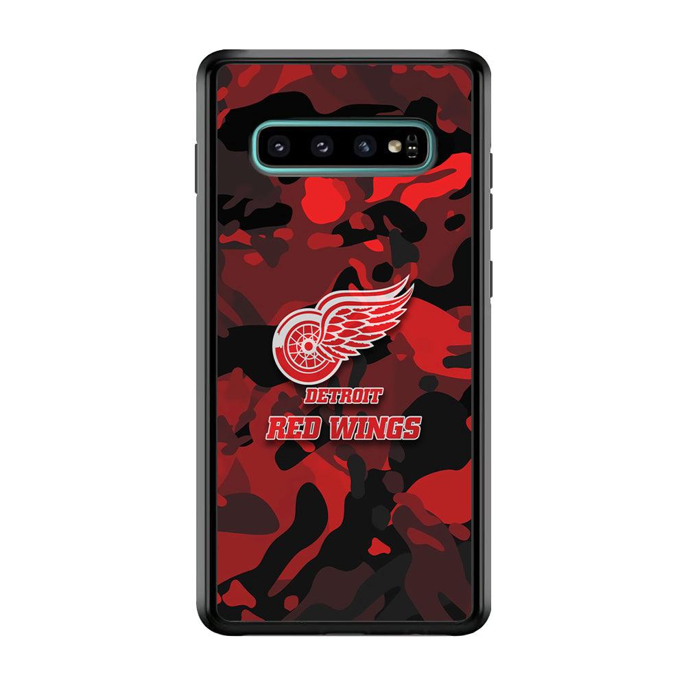 Detroit Red Wings Brave in Hand Samsung Galaxy S10 Case-Rubber Black (2D Case)-Oxvistore
