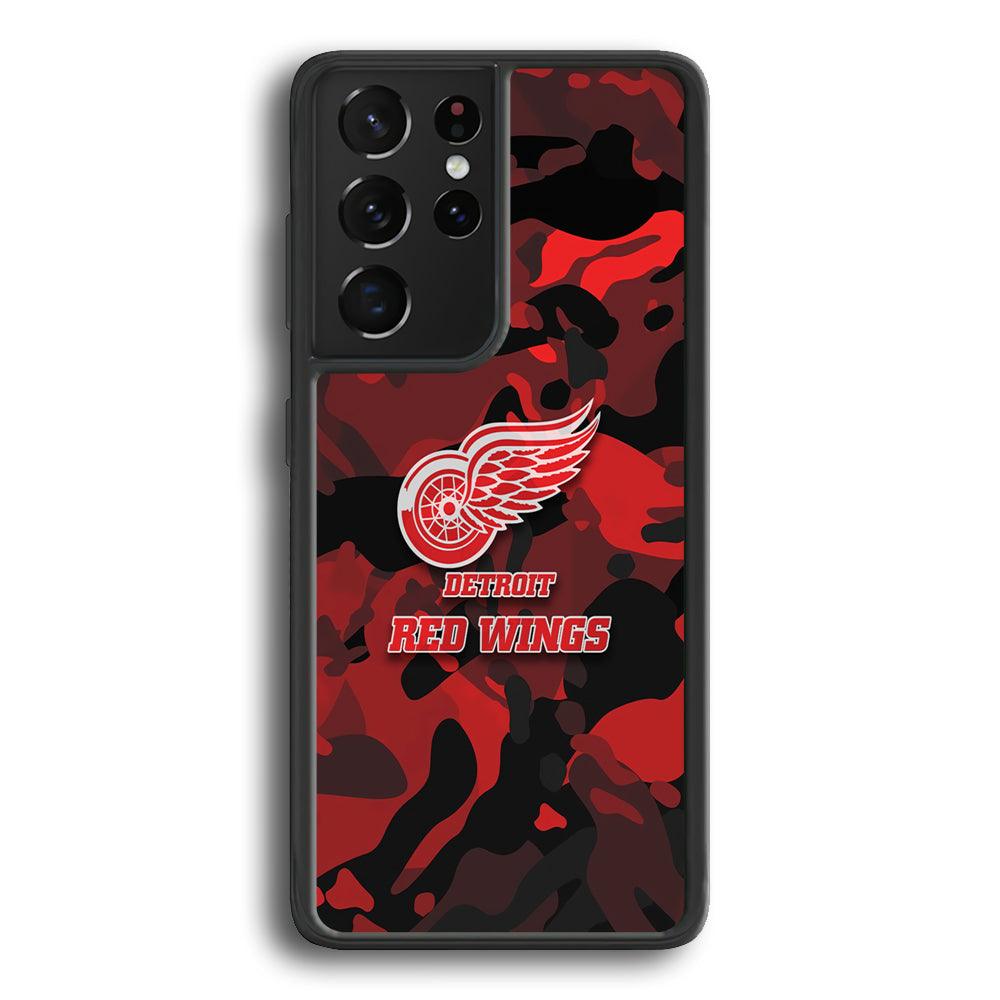 Detroit Red Wings Brave in Hand Samsung Galaxy S24 Ultra Case-Rubber Black (2D Case)-Oxvistore
