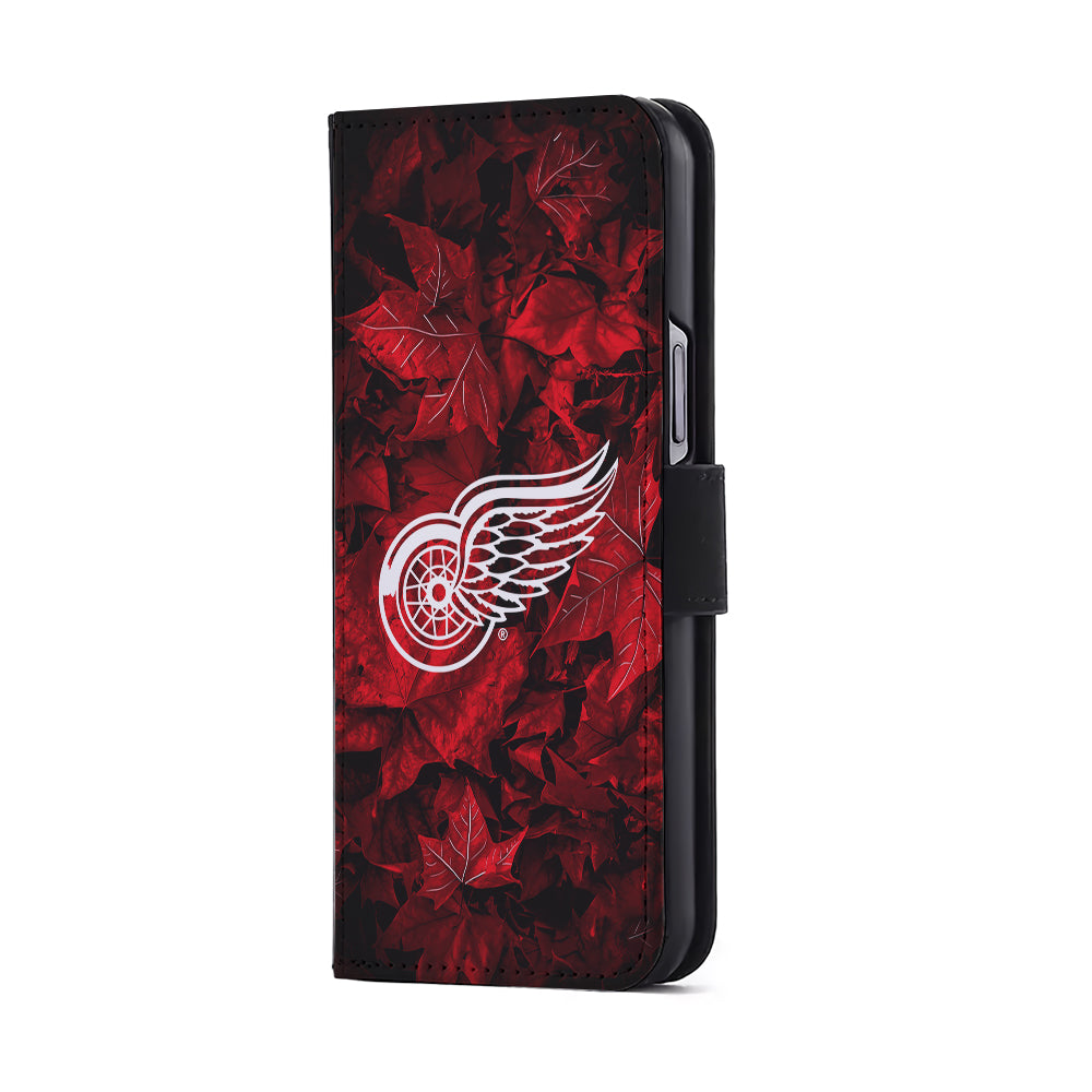 Detroit Red Wings Maple Leaves Flip Wallet Phone Case