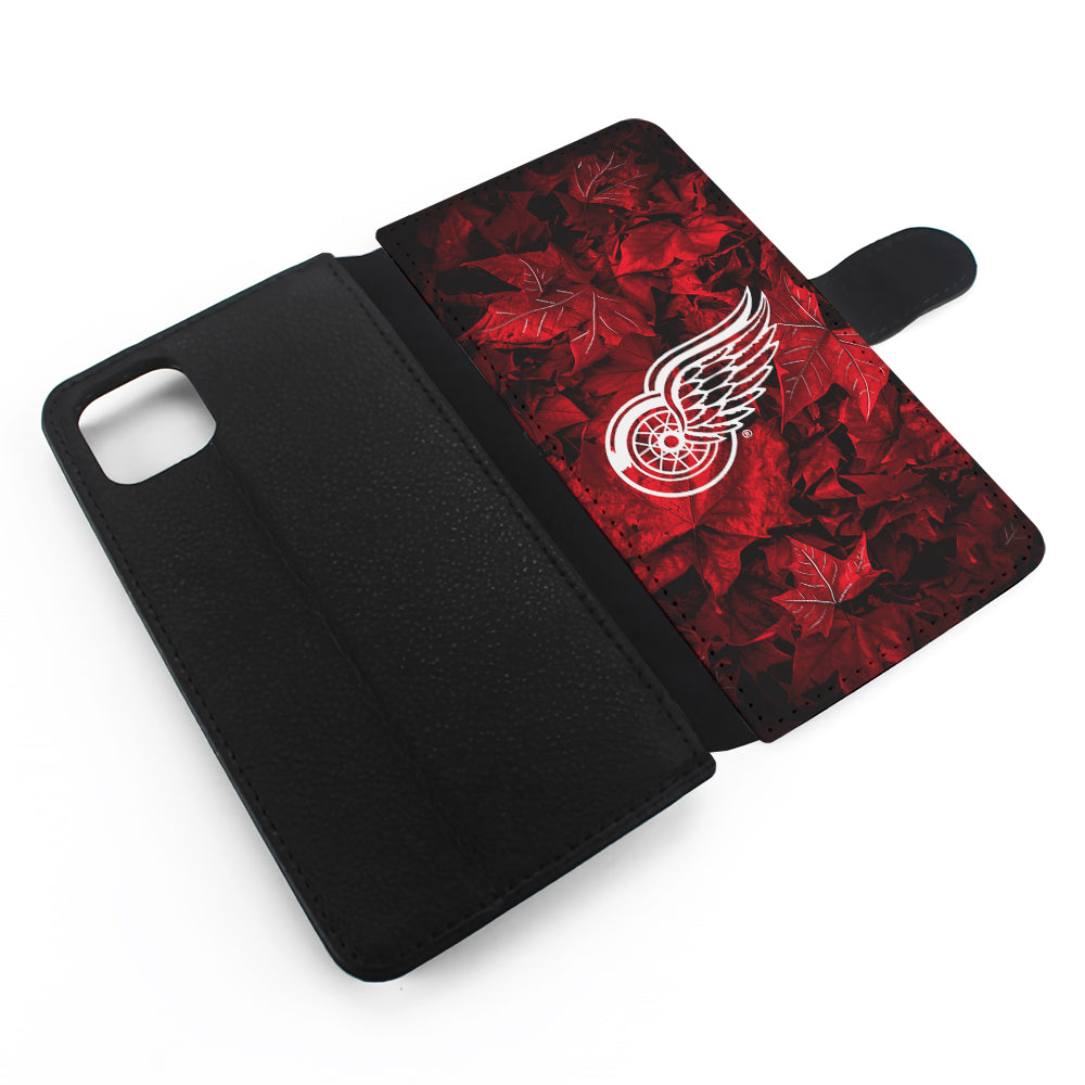 Detroit Red Wings Maple Leaves Flip Wallet Phone Case