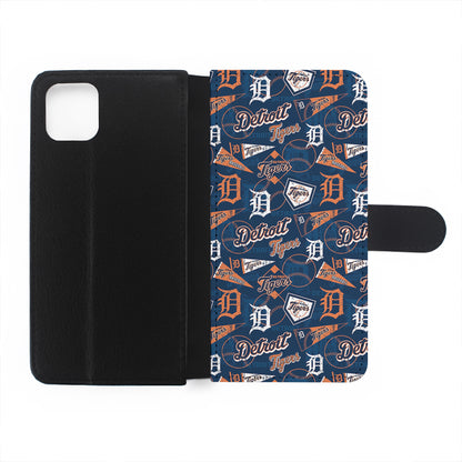 Detroit Tigers Pattern Flip Wallet Phone Case