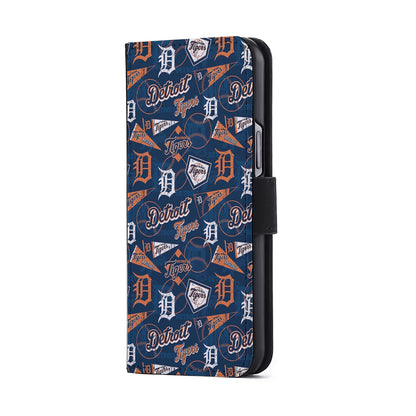 Detroit Tigers Pattern Flip Wallet Phone Case