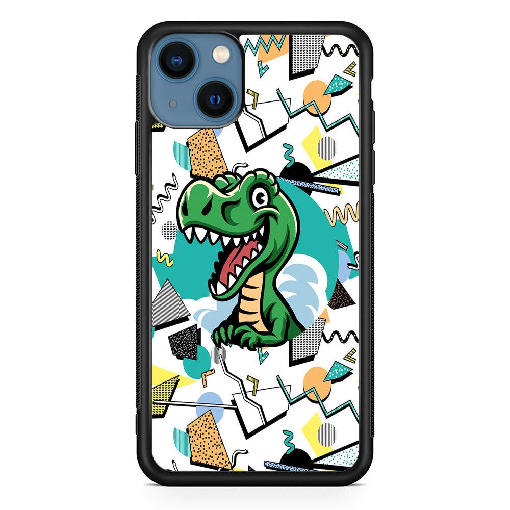 Dinosaur Collage Form of Plesure iPhone 14 Case-Rubber White (2D Case)-Oxvistore