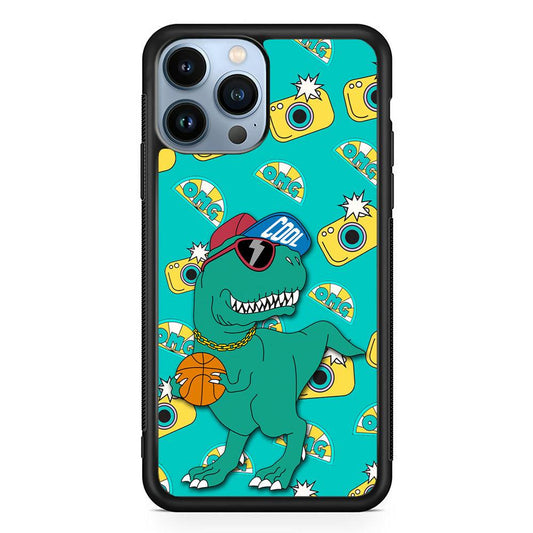 Dinosaur Star Player iPhone 13 Pro Max Case-Rubber White (2D Case)-Oxvistore