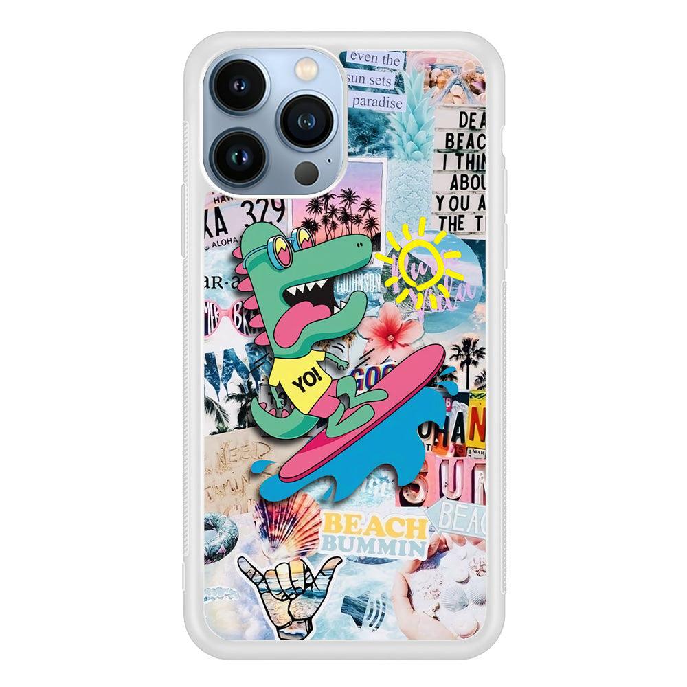 Dinosaur Surfing Time iPhone 14 Pro Max Case-Oxvistore