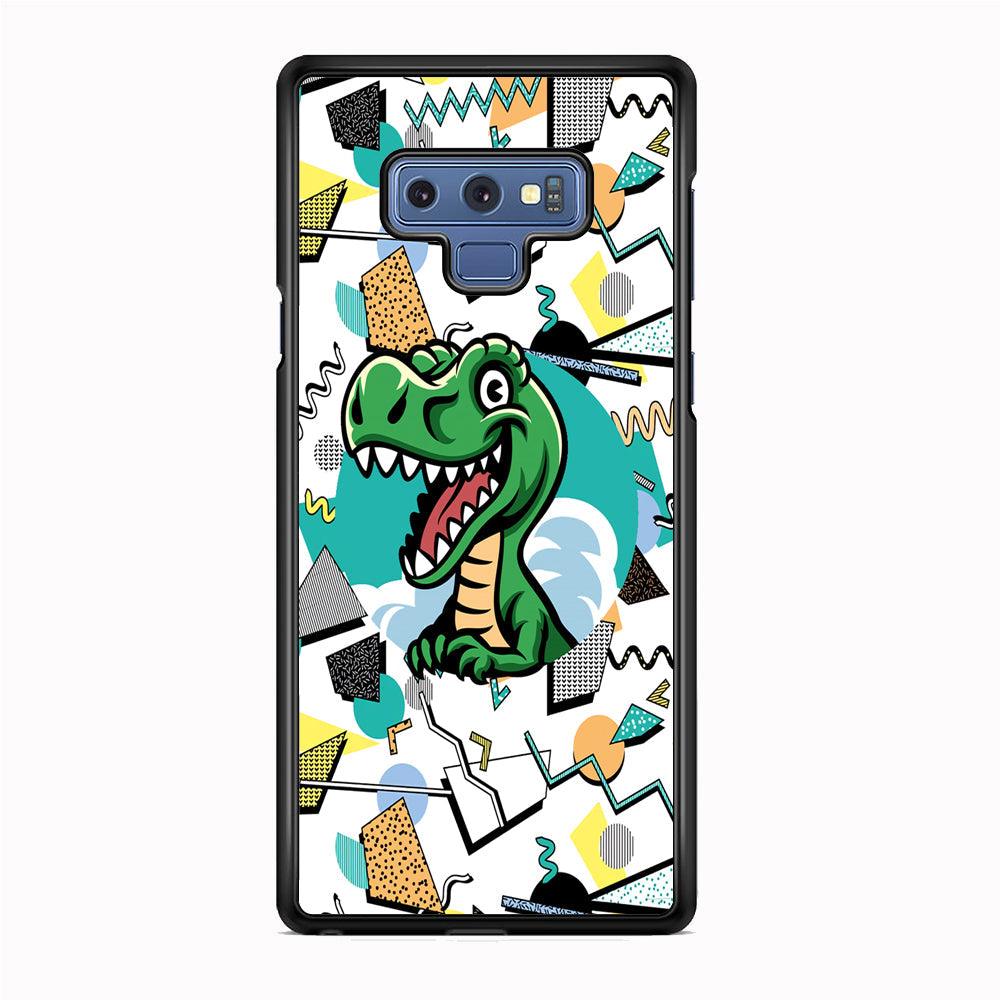 Dinosaur Collage Form of Plesure Samsung Galaxy Note 9 Case-Rubber White (2D Case)-Oxvistore