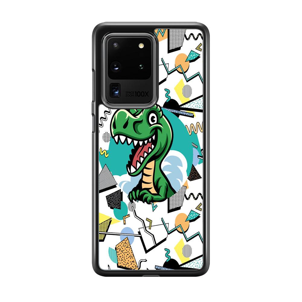 Dinosaur Collage Form of Plesure Samsung Galaxy S20 Ultra Case-Rubber White (2D Case)-Oxvistore