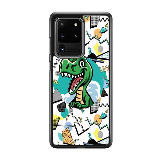 Dinosaur Collage Form of Plesure Samsung Galaxy S20 Ultra Case-Rubber White (2D Case)-Oxvistore