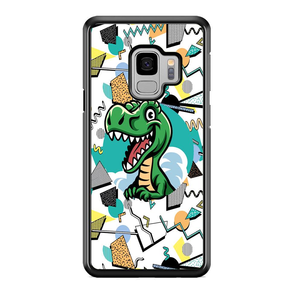 Dinosaur Collage Form of Plesure Samsung Galaxy S9 Case-Rubber White (2D Case)-Oxvistore