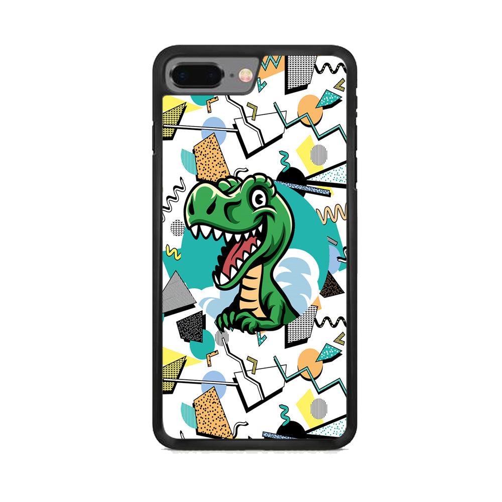 Dinosaur Collage Form of Plesure iPhone 8 Plus Case-Rubber White (2D Case)-Oxvistore