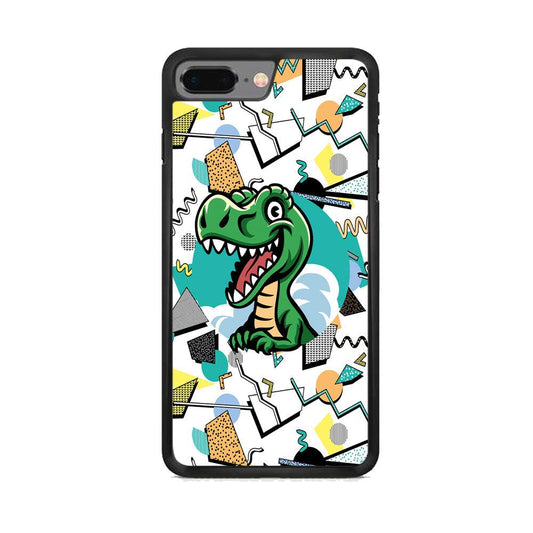 Dinosaur Collage Form of Plesure iPhone 8 Plus Case-Rubber White (2D Case)-Oxvistore