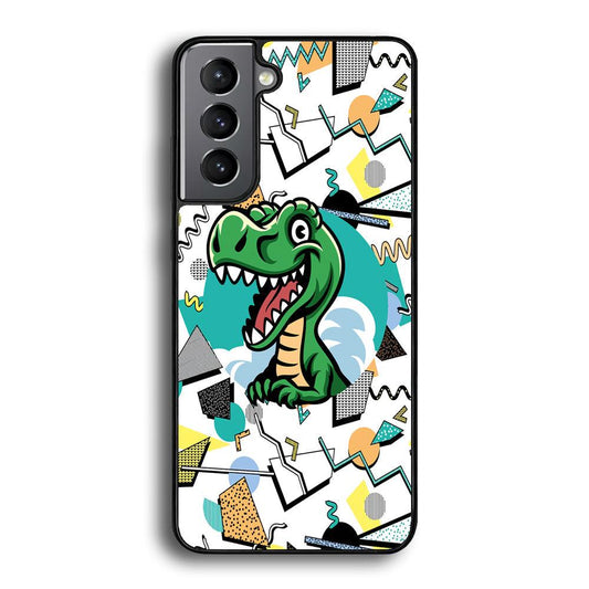 Dinosaur Collage Form of Plesure Samsung Galaxy S21 Plus Case-Rubber White (2D Case)-Oxvistore