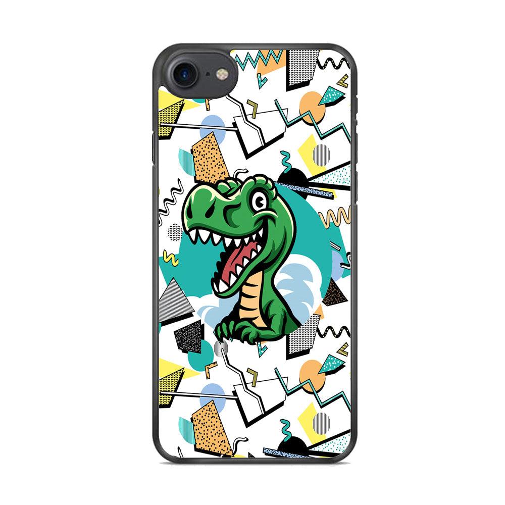 Dinosaur Collage Form of Plesure iPhone 8 Case-Rubber Black (2D Case)-Oxvistore