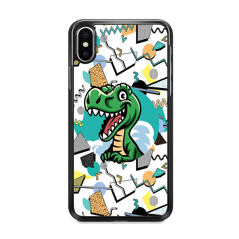 Dinosaur Collage Form of Plesure iPhone X Case-Rubber White (2D Case)-Oxvistore