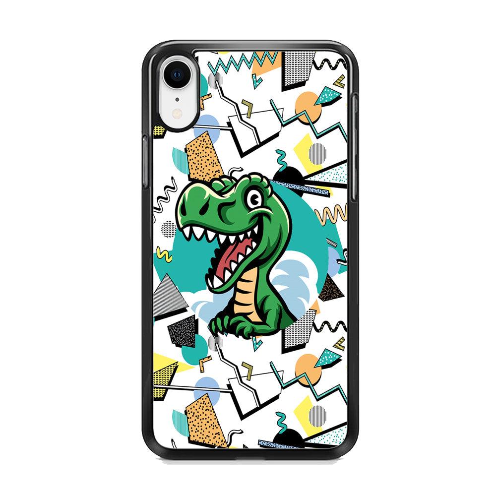 Dinosaur Collage Form of Plesure iPhone XR Case-Rubber Black (2D Case)-Oxvistore