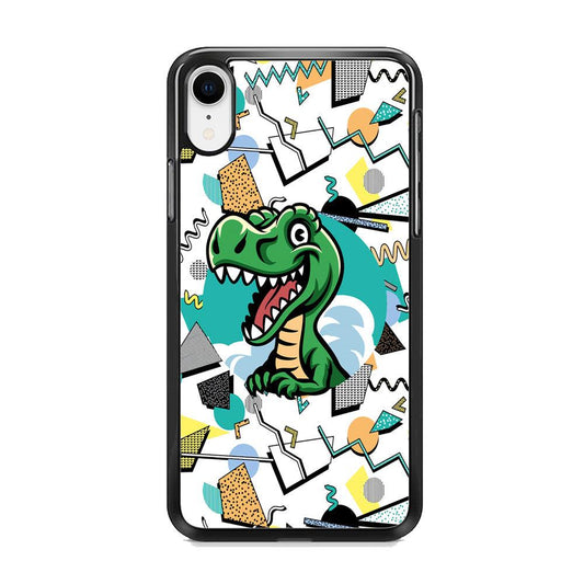 Dinosaur Collage Form of Plesure iPhone XR Case-Rubber Black (2D Case)-Oxvistore