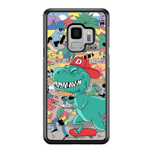 Dinosaur Park of Skating Samsung Galaxy S9 Case-Rubber Black (2D Case)-Oxvistore