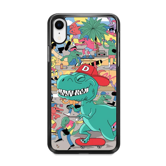 Dinosaur Park of Skating iPhone XR Case-Rubber Black (2D Case)-Oxvistore