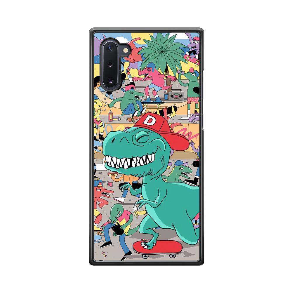 Dinosaur Park of Skating Samsung Galaxy Note 10 Case-Rubber White (2D Case)-Oxvistore