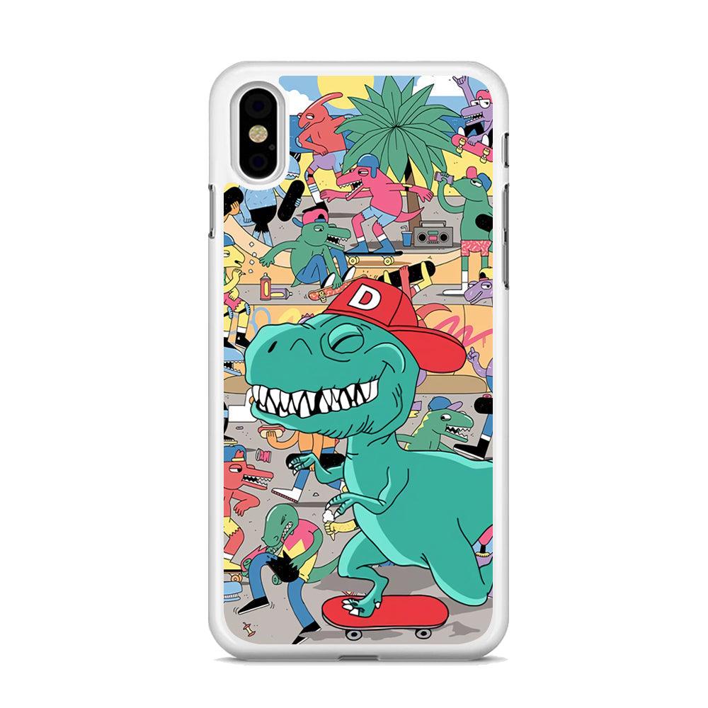 Dinosaur Park of Skating iPhone X Case-Oxvistore