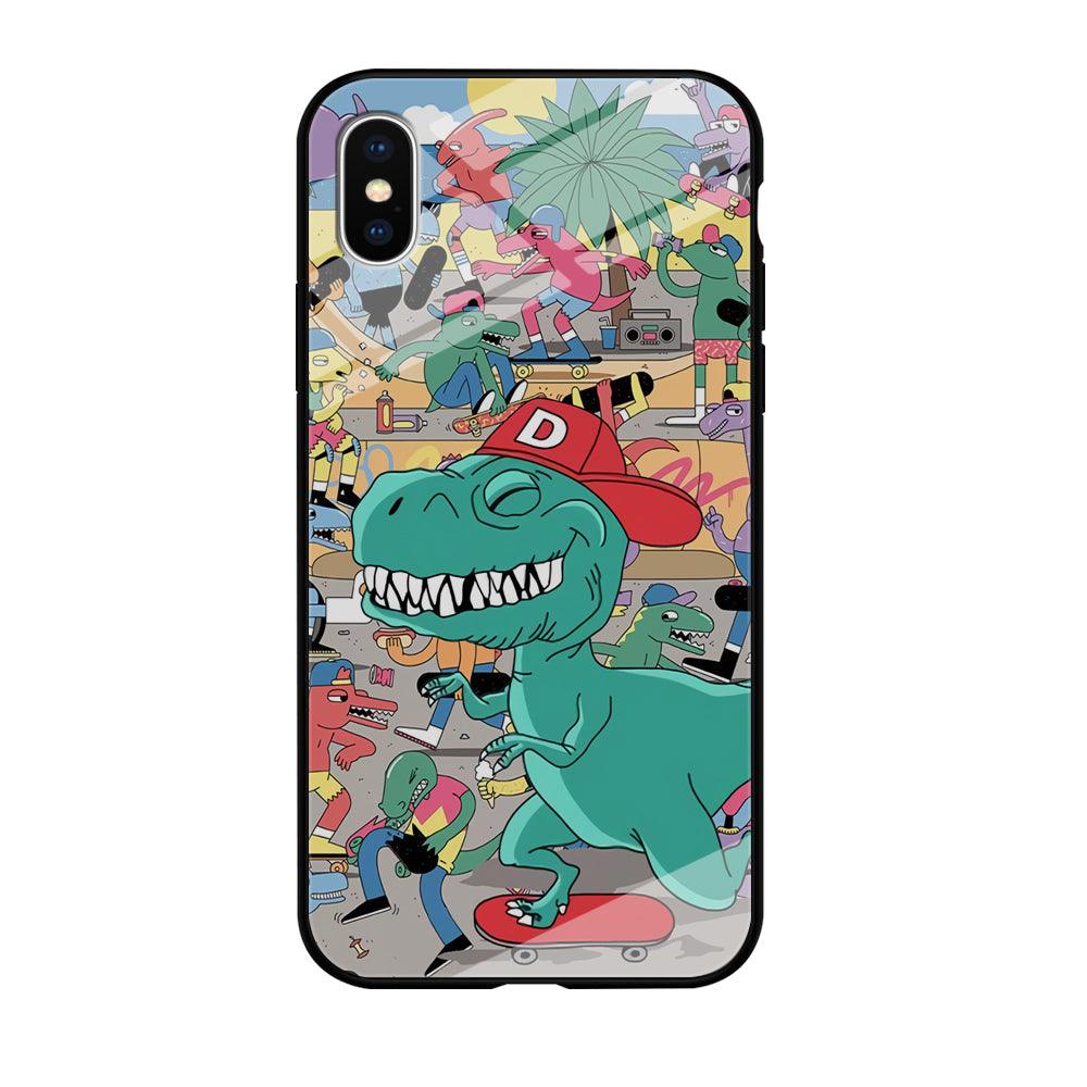 Dinosaur Park of Skating iPhone X Case-Oxvistore