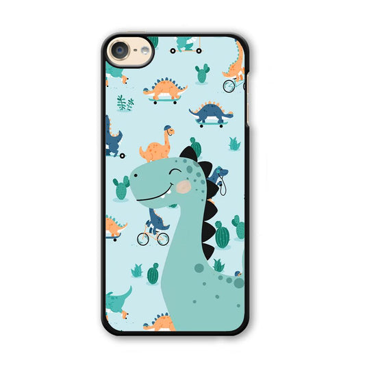 Dinosaur Sport and Smile iPod Touch 6 Case-Plastic White (2D Case)-Oxvistore