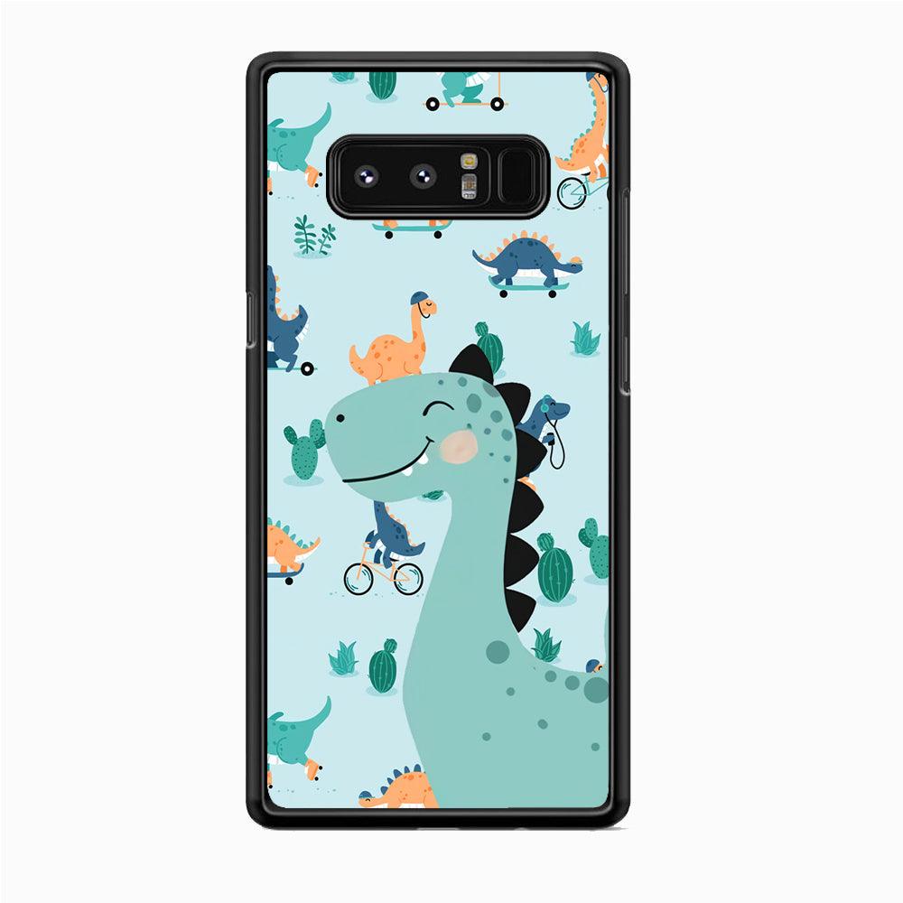 Dinosaur Sport and Smile Samsung Galaxy Note 8 Case-Rubber Black (2D Case)-Oxvistore
