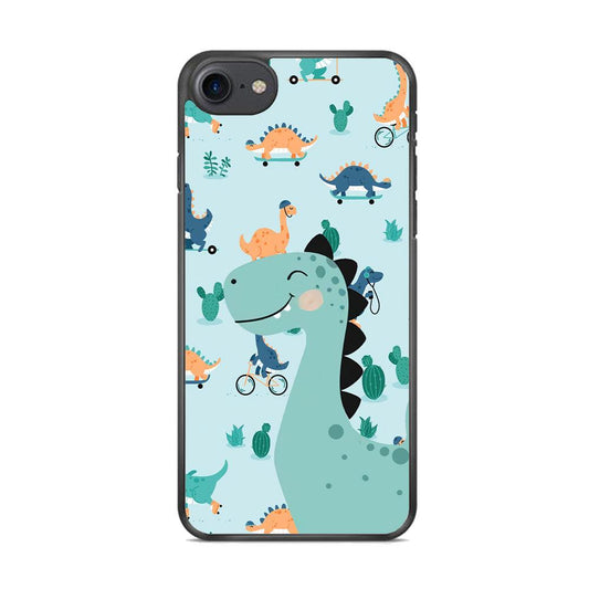 Dinosaur Sport and Smile iPhone 8 Case-Rubber Black (2D Case)-Oxvistore