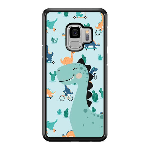 Dinosaur Sport and Smile Samsung Galaxy S9 Case-Rubber Black (2D Case)-Oxvistore