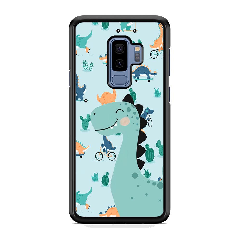 Dinosaur Sport and Smile Samsung Galaxy S9 Plus Case-Rubber White (2D Case)-Oxvistore