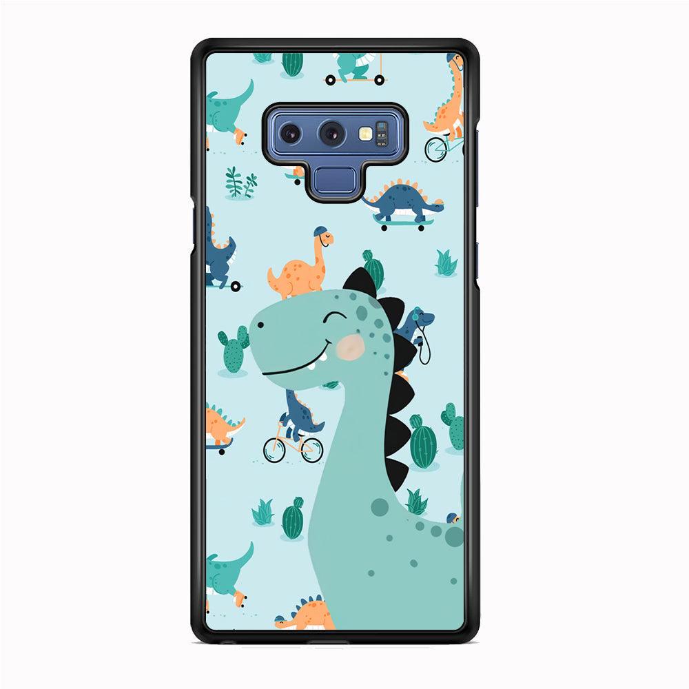 Dinosaur Sport and Smile Samsung Galaxy Note 9 Case-Rubber Black (2D Case)-Oxvistore
