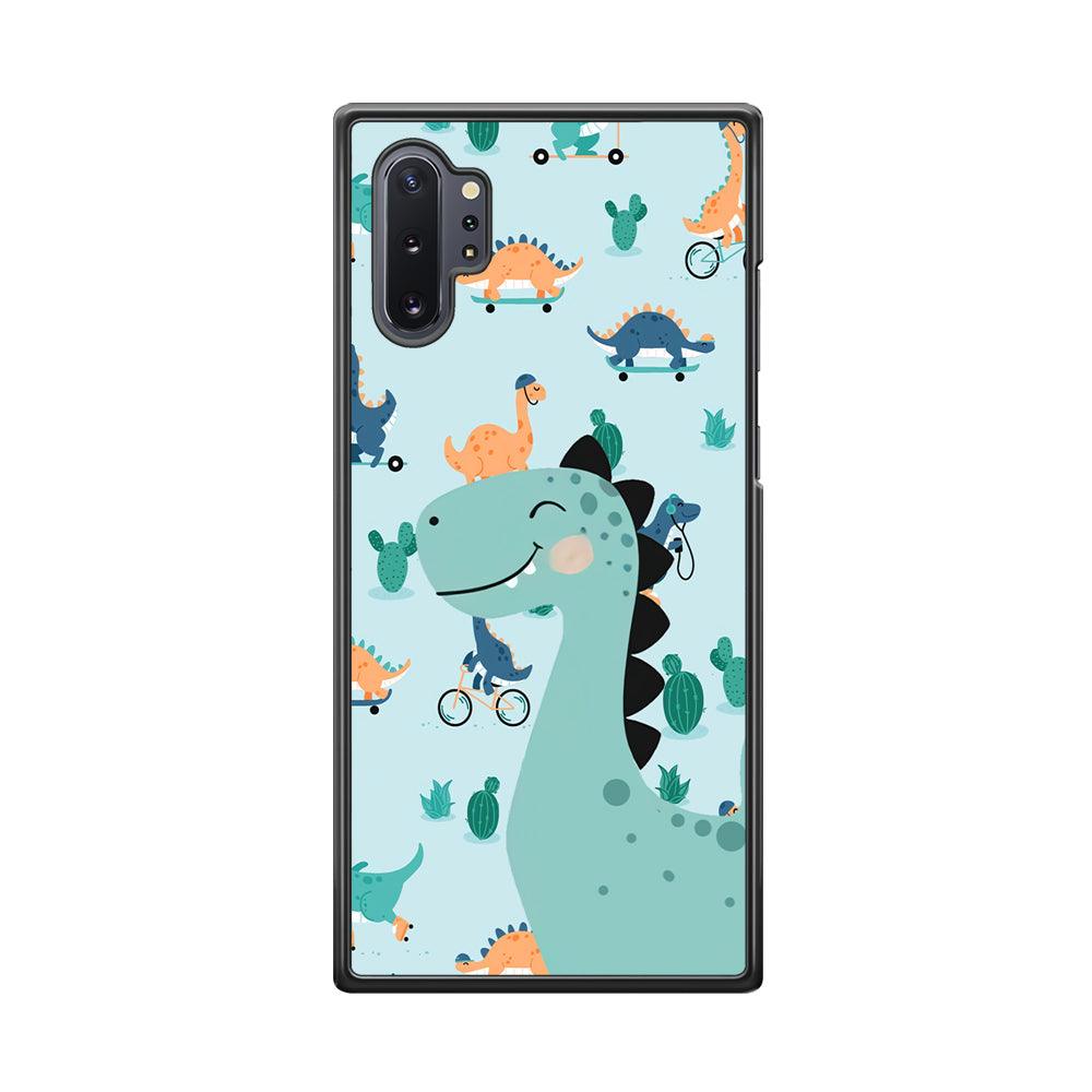 Dinosaur Sport and Smile Samsung Galaxy Note 10 Plus Case-Rubber Black (2D Case)-Oxvistore