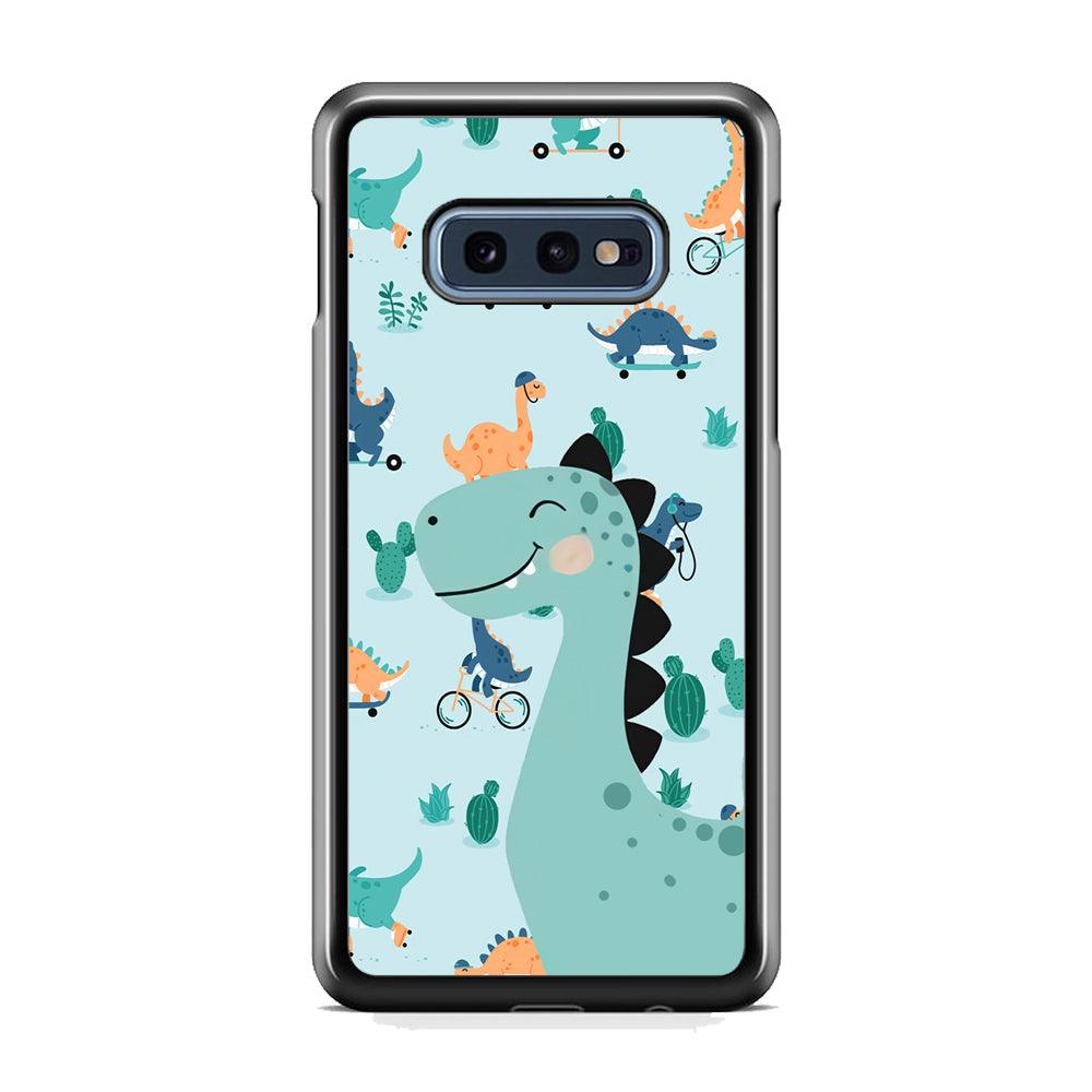 Dinosaur Sport and Smile Samsung Galaxy S10E Case-Rubber White (2D Case)-Oxvistore