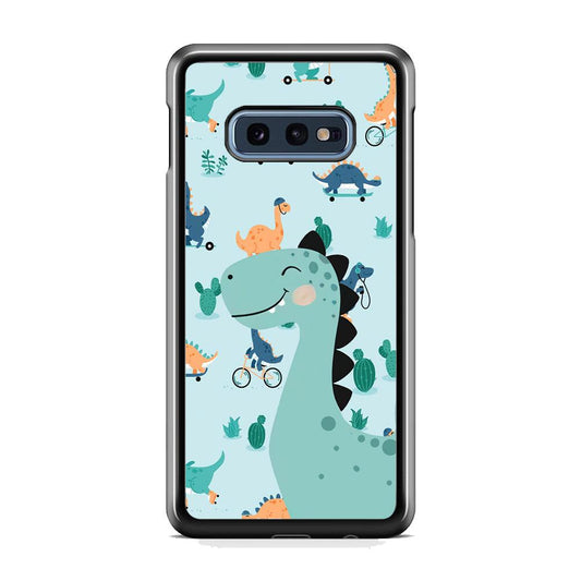 Dinosaur Sport and Smile Samsung Galaxy S10E Case-Rubber White (2D Case)-Oxvistore
