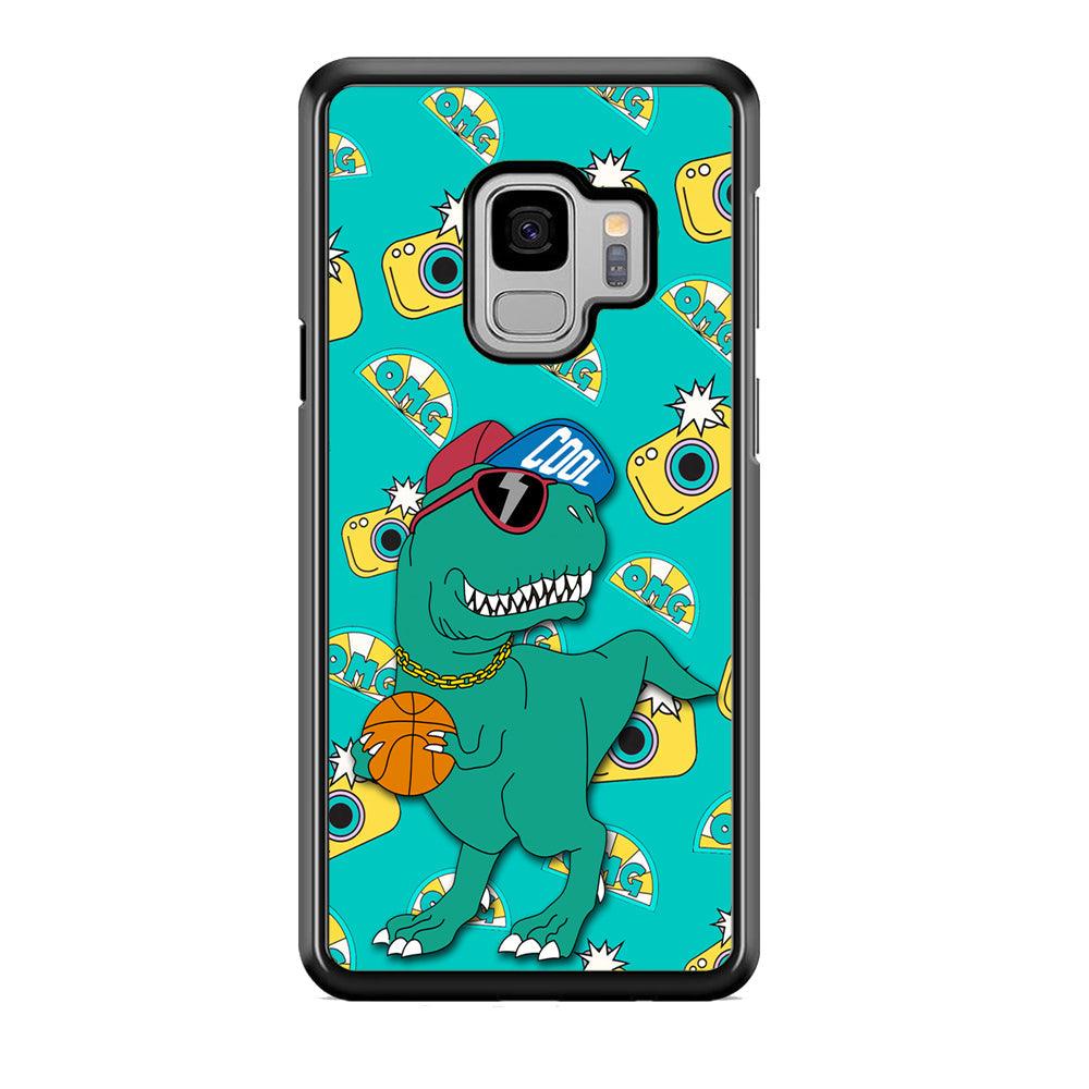 Dinosaur Star Player Samsung Galaxy S9 Case-Rubber White (2D Case)-Oxvistore