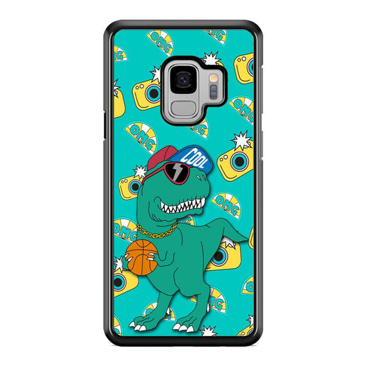 Dinosaur Star Player Samsung Galaxy S9 Case-Rubber White (2D Case)-Oxvistore