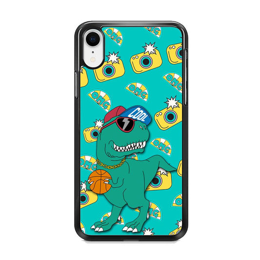 Dinosaur Star Player iPhone XR Case-Rubber Black (2D Case)-Oxvistore
