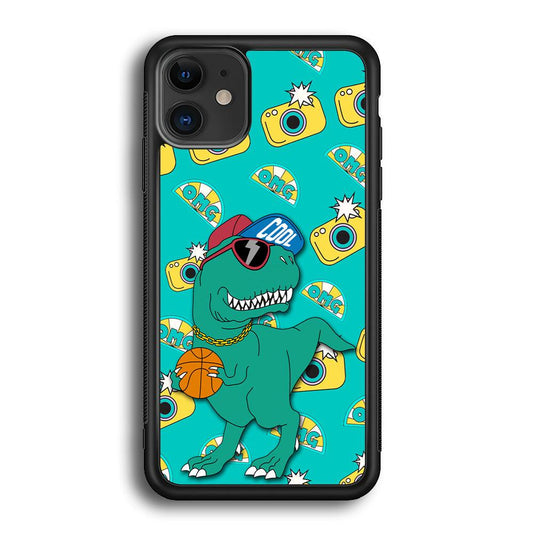 Dinosaur Star Player iPhone 12 Case-Rubber Black (2D Case)-Oxvistore