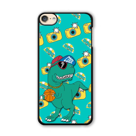 Dinosaur Star Player iPod Touch 6 Case-Plastic Black (2D Case)-Oxvistore