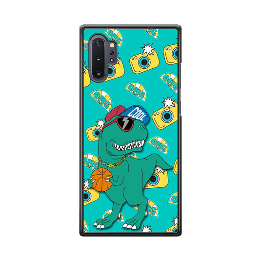 Dinosaur Star Player Samsung Galaxy Note 10 Plus Case-Rubber White (2D Case)-Oxvistore