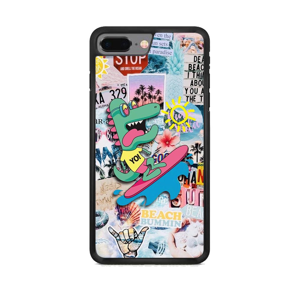 Dinosaur Surfing Time iPhone 8 Plus Case-Oxvistore