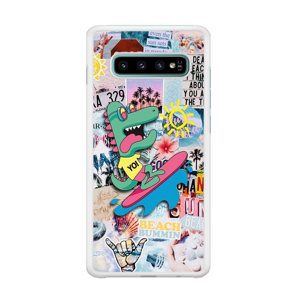 Dinosaur Surfing Time Samsung Galaxy S10 Plus Case-Oxvistore